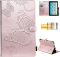 Case for Fire HD 10 Tablet Techcircle Butterfly Embossed Slim Folding Stand Cover with Credit Card/Cash Holder Case for Amazon Fire HD 10.1 5th/7th/9th Generation-2015/2017/2019 Release Rose Gold