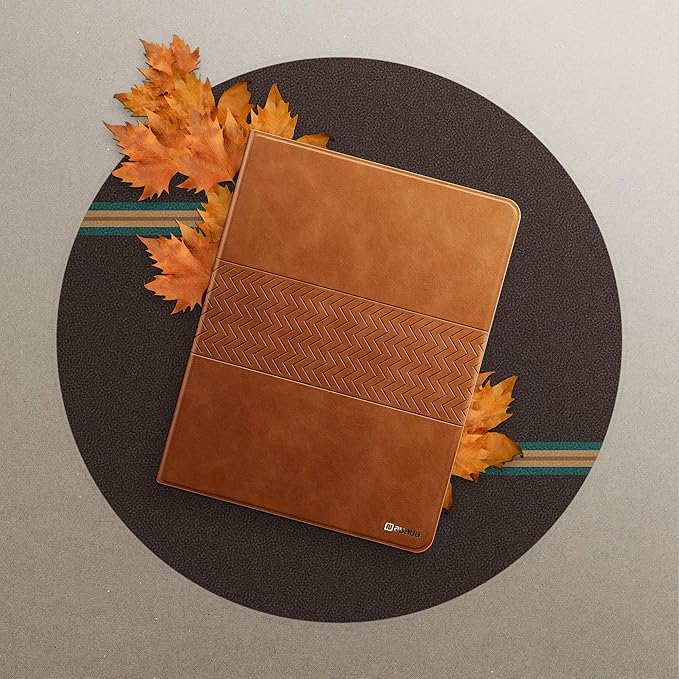 auaua Case for iPad Pro 12.9 6th/5th/4th/3rd Generation 2022/2021/2020/2018 Slim Durable Leather Stand Cover with Pencil Holder Auto Sleep/Wake (Brown)