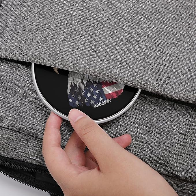 U.S.A. Flag Bald Eagle1 Fast Portable Charger 10W Funny Graphic Phone Charging Pad with USB Cable