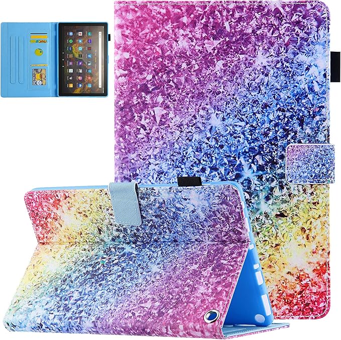 Dteck Case for All-New Fire HD 10 &amp HD 10 Plus Tablet (2021 Release 11th Generation) - Slim Multi-Angle Folio Stand Premium PU Leather Protective Smart Cover with Auto Wake Sleep Colorful Sand