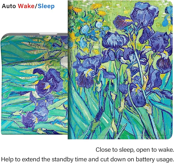 Berkin Arts for iPad Mini 4th/5th Generation Case (7.9 Inch) Folio Case Premium Leather Cover Vibrant Irises Floral Design Shockproof and Lightweight Case with Precise Fit (Irises by Vincent Van Gogh)