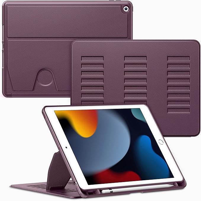 VIKESI Case for iPad 9th / 8th / 7th Generation 10.2 inch (2021/2020/2019 Released)Multiple Angles Magnetic Stand CoverShockproof BackPencil Holderand Auto Sleep/WakeDark Purple