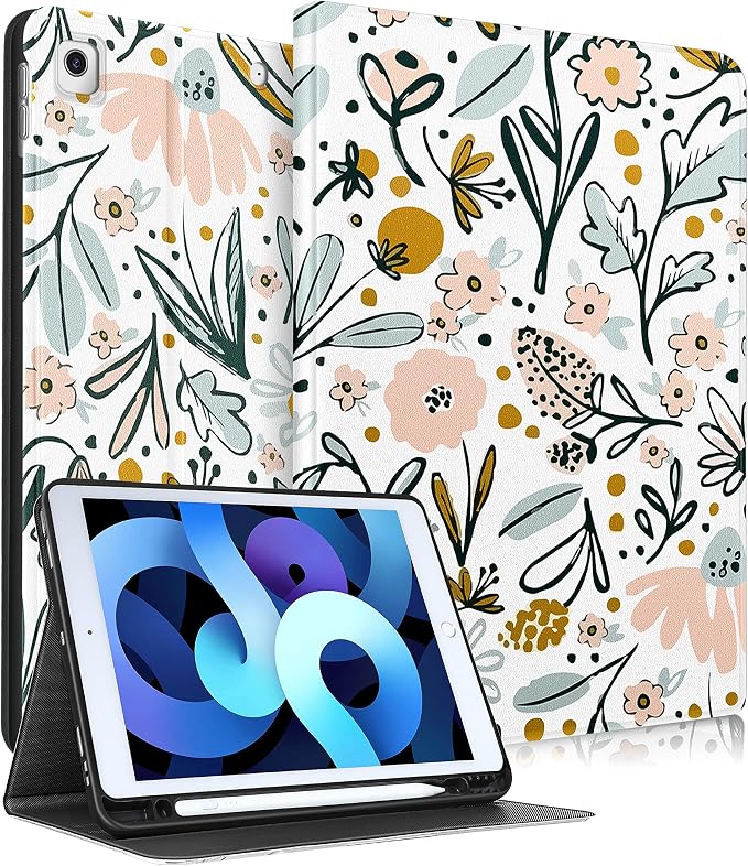for ipad 9/8/7th-White Flower