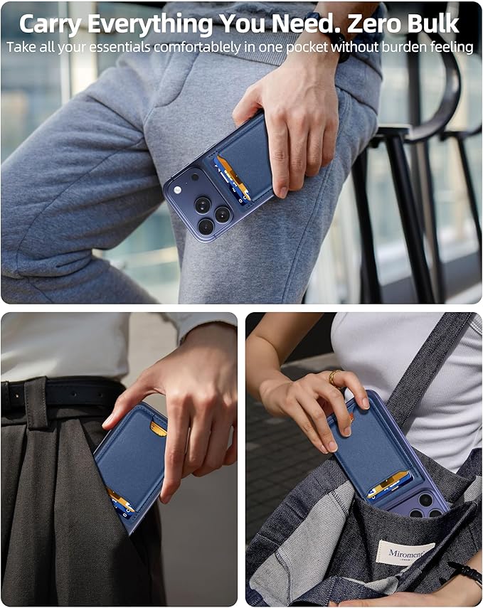 ExtreLife For Magsafe Wallet with Money Clip Strongest Magnetic Wallet for iPhone 17/16/15/14/13/12 Series Adjustable Stand ID Window 5 Card Holder RFID Blocking Not for 13/12 Mini Navy Blue