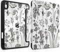 DONGKE Case for iPad (A16) 11th Generation 11 inch 2025 &amp iPad 10th Gen 10.9 inch 2022 [Built-in Pencil Holder] Clear Acrylic Back Trifold Stand Smart Cover Auto Sleep/Wake Black Florals