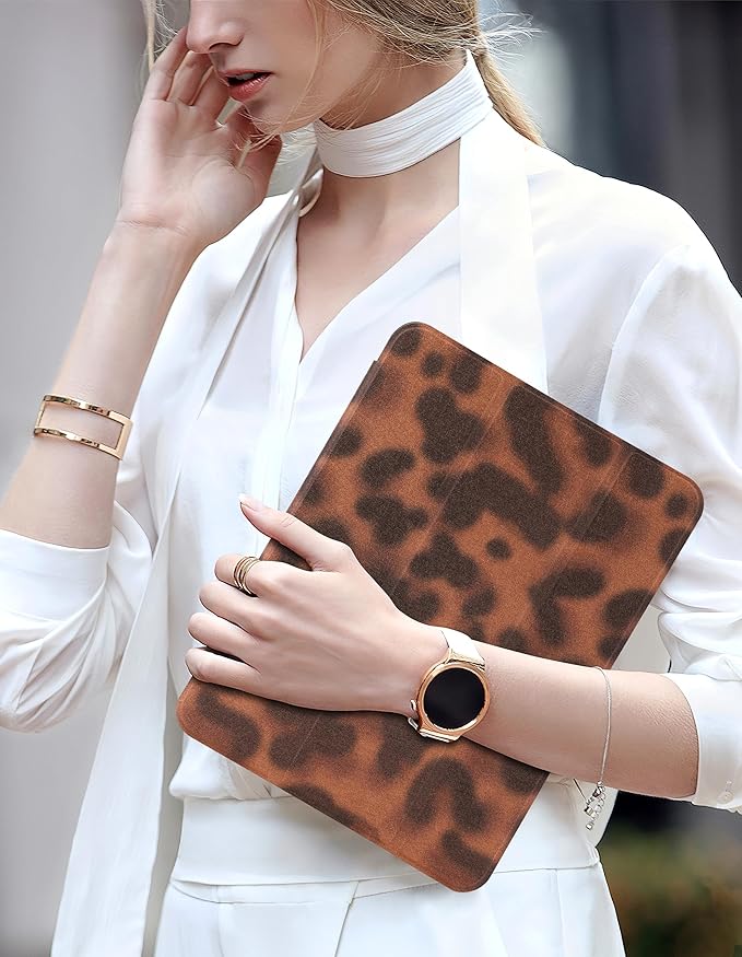 Compatible with iPad 11th (11-Inch A16 2025) iPad 10th (10.9-Inch 2022) Generation Case with Pencil Holder Tortoise Shell Aesthetic Design Soft TPU Trifold Stand Protective