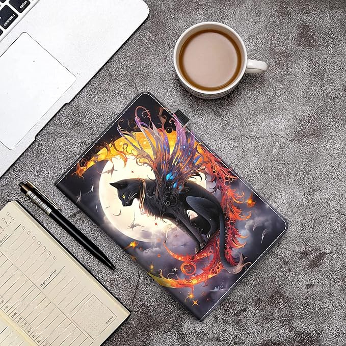 Case for All-New Amazon Kindle Fire HD 10 and Fire HD 10 Plus Tablet (13th/11th Generation 2023/2021 Release) 10.1 Slim Folding Stand Cover with Auto Wake/Sleep Moon Cat