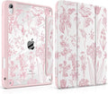 DONGKE Case for iPad (A16) 11th Generation 11 inch 2025 &amp iPad 10th Gen 10.9 inch 2022 [Built-in Pencil Holder] Clear Acrylic Back Trifold Stand Smart Cover Auto Sleep/Wake Pink Florals
