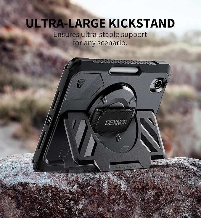 Dexnor Case for iPad mini 7 (A17 Pro) 2024/mini 6 2021 8.3 inch Rugged Protective Case with 360° Rotating Hand Strap &amp Large Stand &amp Screen Protector &amp Pencil Holder Shockproof Full-Body