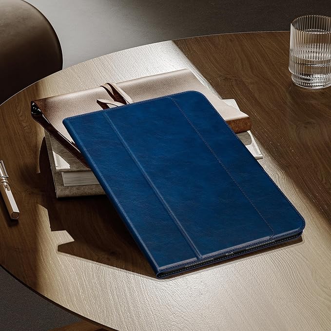 auaua Case for iPad Pro 11 Inch (M5/M4) 2025/2024 with Pencil Holder and Pocket Multiple Angles Viewing Magnetic Closure Auto Sleep/Wake (Blue)