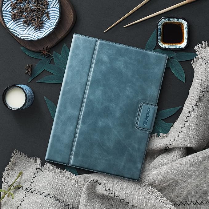 Antbox Case for iPad (A16) 11th (11'')/ 10th Generation (10.9'') High Grade Skin-Touch Vegan Leather with Built-in Pencil Holder Auto Sleep/Wake Function (Blue)