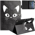 Dteck Case for All-New Fire HD 10 &amp HD 10 Plus Tablet (2021 Release 11th Generation) - Slim Multi-Angle Folio Stand Premium PU Leather Protective Smart Cover with Auto Wake Sleep Black Cat