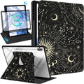 for Samsung Galaxy Tab S10 Fe Case - Tab S9 Fe/S9 Case with Pencil Holder Women Girls Cute Girly Pretty Sun and Moon Unique Aesthetic Design Teens Rotating Tablet Cases Cover