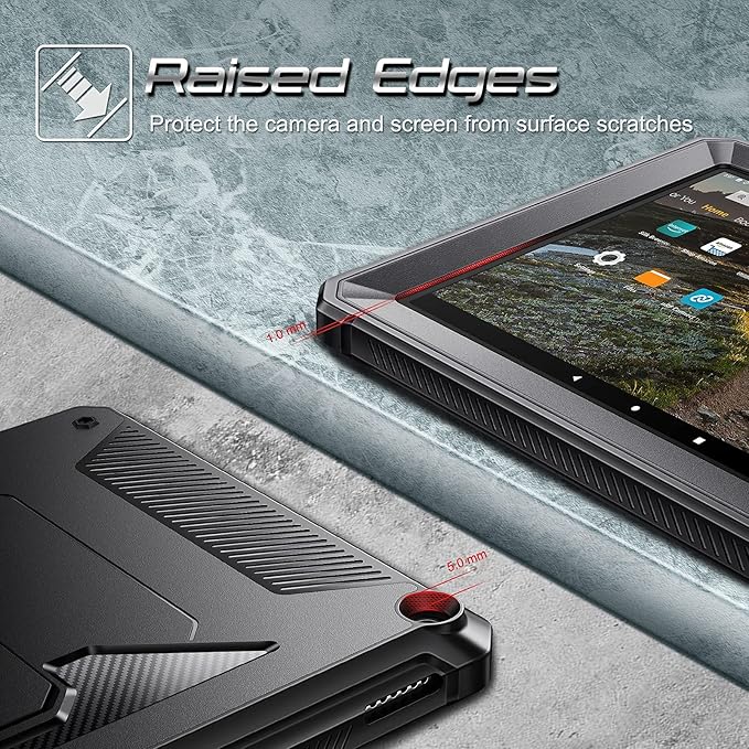 Fintie Case for Amazon Fire HD 10 and 10 Plus Tablet (11th Generation 2021 Release) [Tuatara] Rugged Unibody Hybrid Kickstand Cover w/Built-in Screen Protector Black