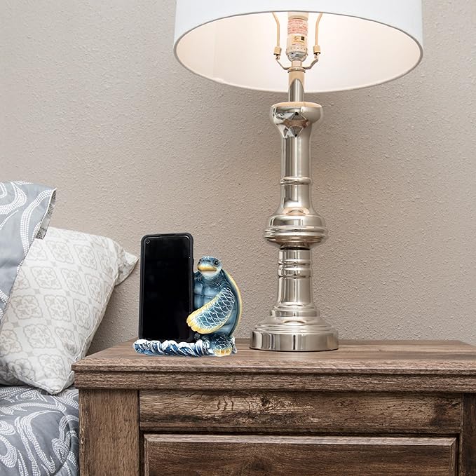 Handcrafted Sea Turtle Cell Phone Stand for Desk - Nautical Coastal Decor Sturdy Resin Phone Stand Beachy Marine Style - Symbol of Wisdom Protection &amp Longevity Universal Phone Compatibility