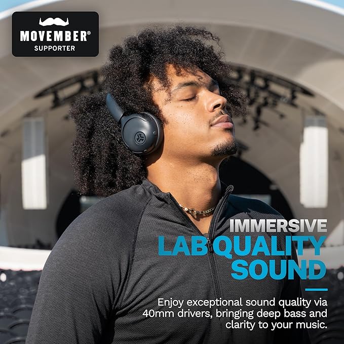 JLab Go Lux ANC Wireless Headphones Graphite Hybrid Active Noise Cancelling Premium On-Ear Bluetooth Headset Customizable Sound Be Aware Mode Cloud Foam Comfort Multipoint Connection