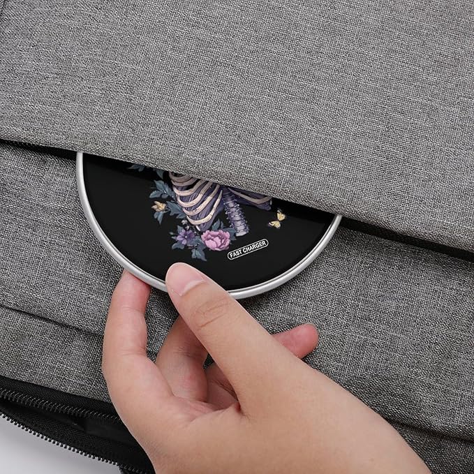 Skeleton Gothic Halloween Wireless Charger Anti-Slip Wireless Charging Pad Slim Charger Mat for Men Women