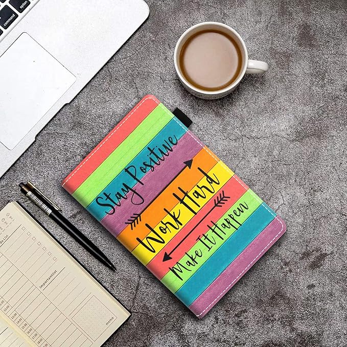 Case for Amazon Fire HD 10 &amp 10 Plus Tablet 10.1 (13th/11th Gen 2023/2021 Release)Stay Positive Work Hard and Make It Happen Inspirational Quote PU Leather Folio Case with Smart Auto Wake/Sleep