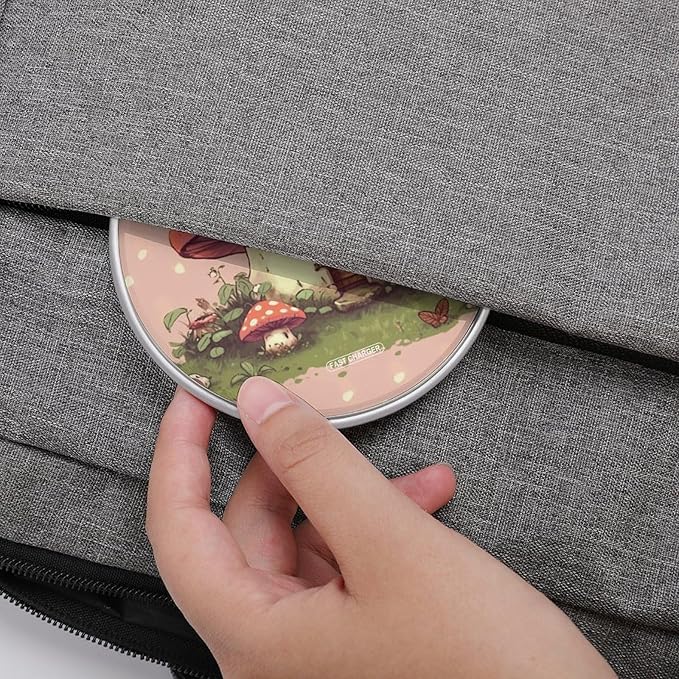 Cute Mushroom House Wireless Charger Fast Wireless Charging Pad with USB Cable 10W Anti-Slip Magnetic Wireless Charger Portable Slim Charger Puck Travel Charging Station