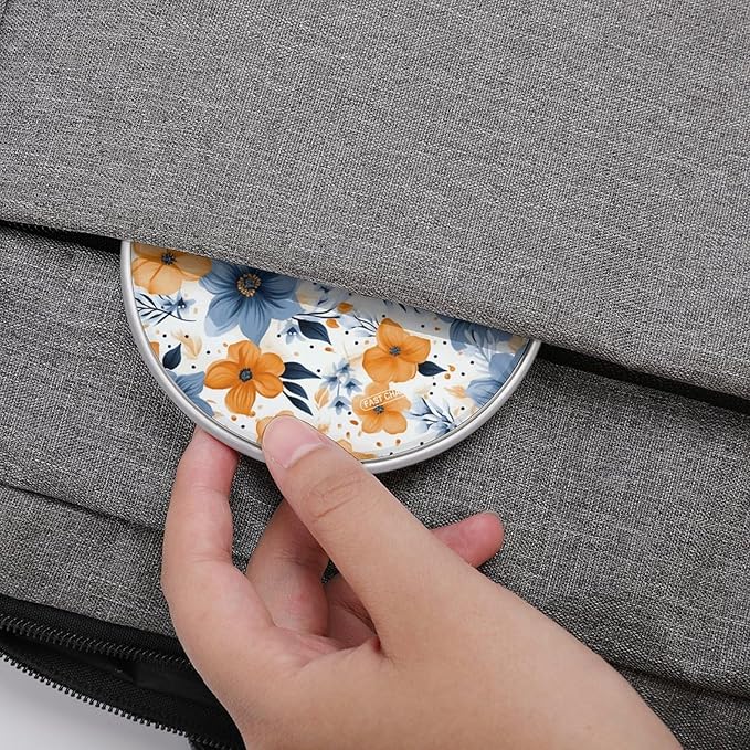 Blue and Orange Flowers on White Background Wireless Charger Fast Wireless Charging Pad with USB Cable 10W Anti-Slip Magnetic Wireless Charger Portable Slim Charger Puck Travel Charging Station