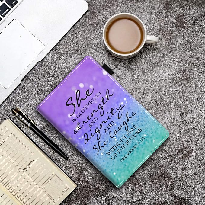 Case for All-New Amazon Kindle Fire 7 Tablet (7 12th Generation 2022 Release) Latest Model - PU Leather Folio Case with Smart Auto Wake/Sleep Bible Verse Proverbs 31:25