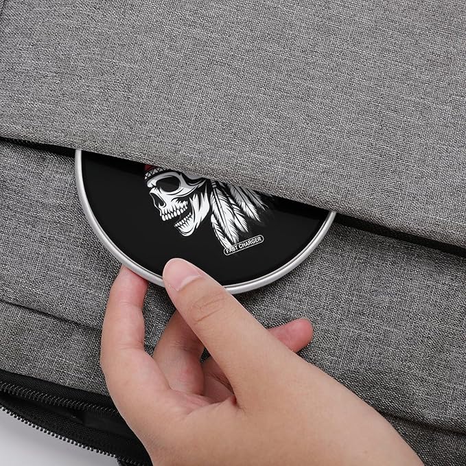 USA Indian Chief Skull Wireless Charger Anti-Slip Wireless Charging Pad Slim Charger Mat for Men Women