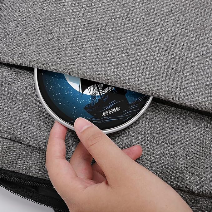 Moonlit Pirateships Silhouette Wireless Charger Anti-Slip Wireless Charging Pad Slim Charger Mat for Men Women