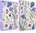 DONGKE Case for iPad Air 11-inch M4 2026 &amp M3 2025 &amp M2 2024 iPad Air 5th/4th Gen 10.9 2022/2020 [Built-in Pencil Holder] Clear Acrylic Back Trifold Stand Smart Cover Purple Botanical Wild
