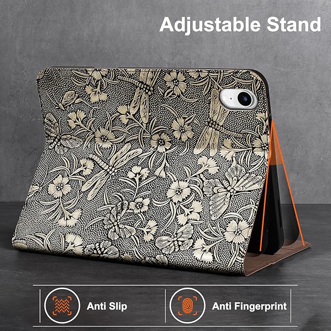 Gexmil Premium Leather Case for iPad mini 7 (A17 Pro) 2024 / iPad mini 6 Generation 2021 8.3 InchPencil Holder Magnetic ClosureShockproof Cowhide CoverAdjustable StandButterfly Grey