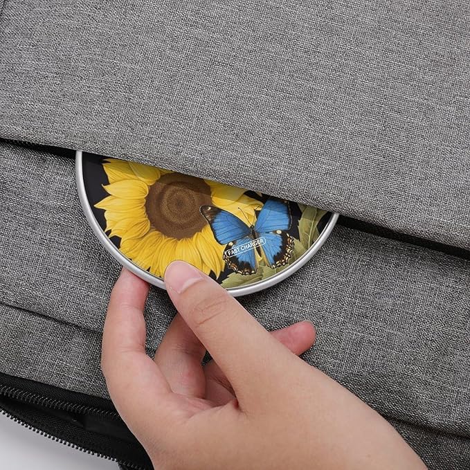 Yellow Sunflowers with Blue Butterflies Wireless Charger Fast Wireless Charging Pad with USB Cable 10W Anti-Slip Magnetic Wireless Charger Portable Slim Charger Puck Travel Charging Station