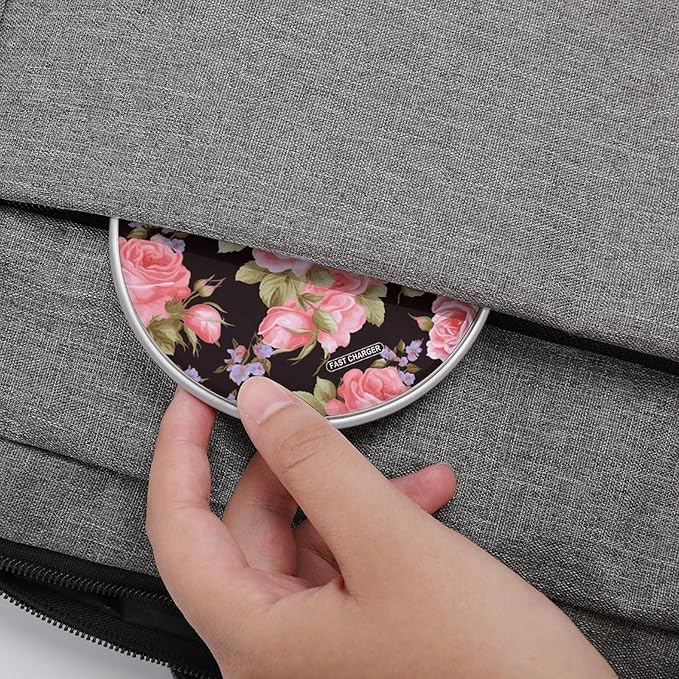 Pink Rose Wireless Charger Fast Wireless Charging Pad with USB Cable 10W Anti-Slip Magnetic Wireless Charger Portable Slim Charger Puck Travel Charging Station