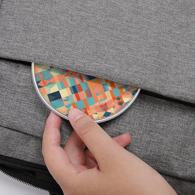 Light Colored Pattern Wireless Charger Fast Wireless Charging Pad with USB Cable 10W Anti-Slip Magnetic Wireless Charger Portable Slim Charger Puck Travel Charging Station