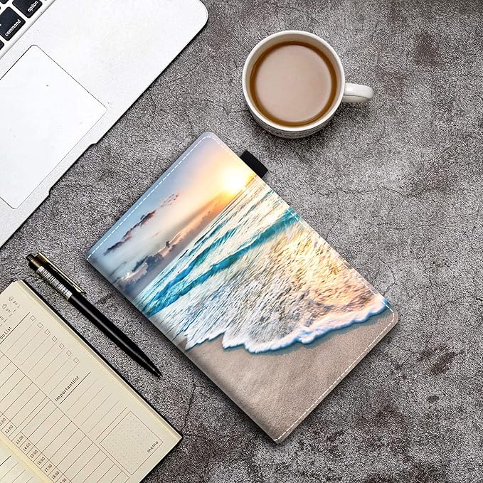 Case for All-New Kindle Fire HD 10 and Fire HD 10 Plus Tablet (11th Generation 2021 Release) - Slim Lightweight PU Leather Cover with Auto Sleep Wake Sunset Beach
