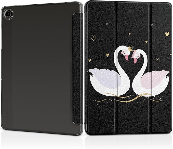 DONGKE Case for Samsung Galaxy Tab A11 Plus A11+ 11 inch (2025/2026) &amp Tab A9 Plus A9+ 11 inch (2024/2023) Slim Smart Stand Cover with Translucent Hard Back Auto Wake/Sleep - Cute Swans