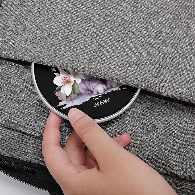 Hippopotamus Lilies Flower Fast Portable Charger 10W Funny Graphic Phone Charging Pad with USB Cable