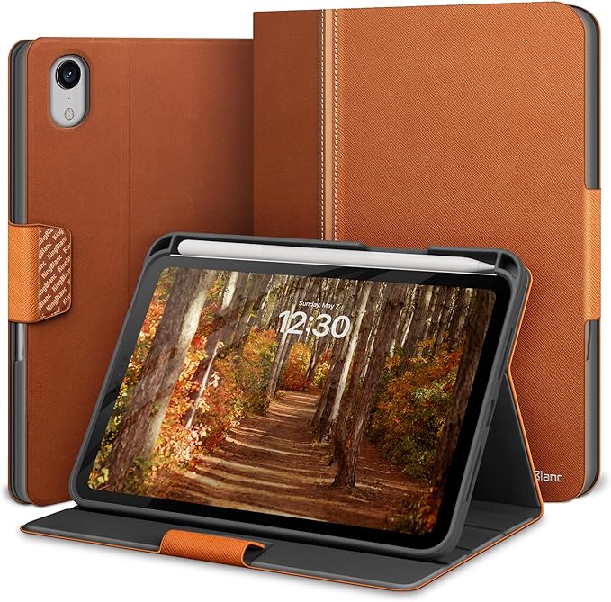 KingBlanc for iPad mini 7 (A17 Pro) Case iPad mini 7th/6th Generation Case (2024/2021 8.3-inch) with Pencil Holder PU Leather Stand Cover Auto Sleep/Wake Multi-Angle for Viewing/Typing Brown