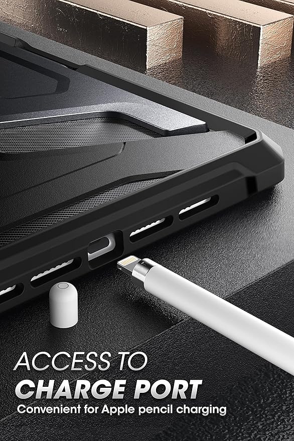 SUPCASE UB Series Designed for iPad 10.2 2019/2020/2021 iPad Air 3 Case 10.5 Inch with Built-in Apple Pencil Holder Full Body Rugged Protective Case for iPad 9th/8th/7th Generation (Black)