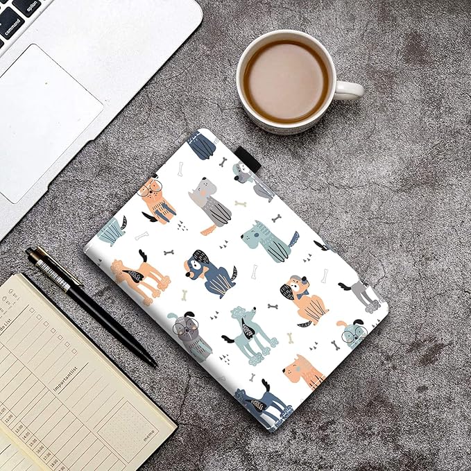 Case for Amazon Kindle Fire 7 Tablet (7 Display 9th/7th Generation 2019/2017 Release) - PU Leather Folio Case with Smart Auto Wake/Sleep Cute Cartoon Dog