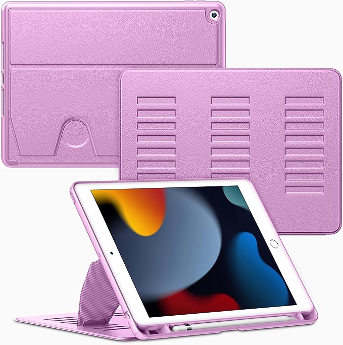 VIKESI Case for iPad 9th / 8th / 7th Generation 10.2 inch (2021/2020/2019 Released)Multiple Angles Magnetic Stand CoverShockproof BackPencil Holderand Auto Sleep/WakePurple