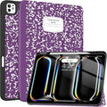 Soke Case for New iPad Pro 13 Inch (M5/M4 2025/2024 Release) with Pencil Holder Trifold Stand Shockproof [Support Apple Pencil Charging + Auto Wake/Sleep] Soft TPU Back Cover Book Violet