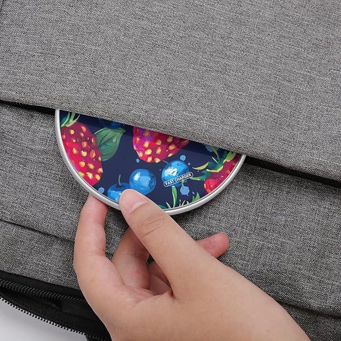 Hand Drawn Strawberry Blueberry Phone Charger Magnetic Charging Pad Anti-Slip with USB Cable