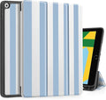 Tuiklol Case for iPad 10.2 Inch 2021 2020 2018 Release 9th / 8th / 7th Generation Built-in Pencil Holder TPU Protective Stand Back Cover Trifold Stand-Auto Wake/Sleep Striped Blue