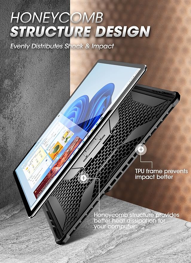 SUPCASE for Microsoft Surface Pro 8 Case with Kickstand (Unicorn Beetle Pro) [Military-Grade Protection] Heavy Duty Rugged Tablet Cover for Surface 8 13 Inch 2021 Black