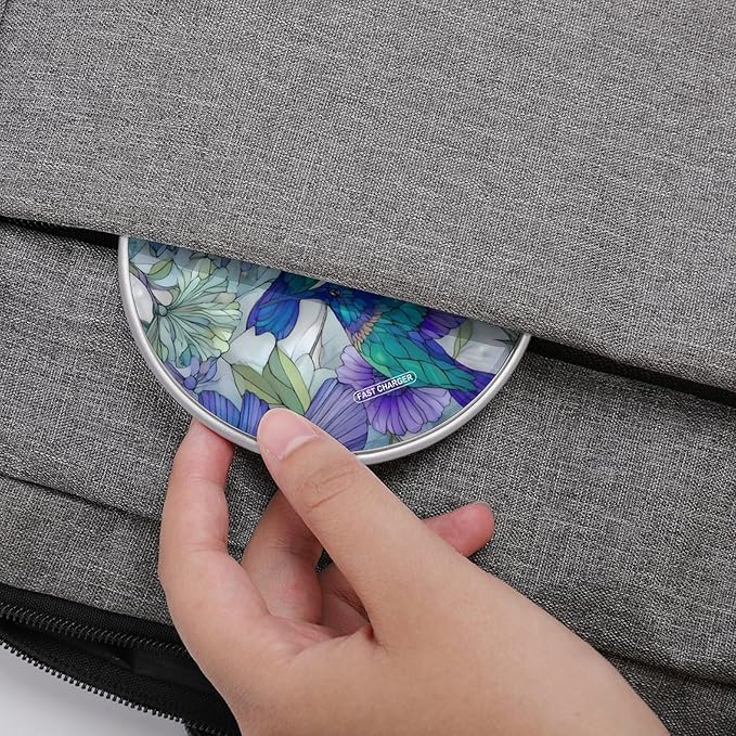 Hummingbirds Stained Glass Flowers Pear Fast Portable Charger 10W Funny Graphic Phone Charging Pad with USB Cable