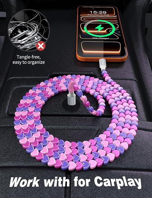 Purple-Pink Heart Beaded