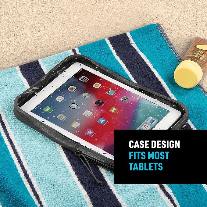 Nite Ize RunOff Waterproof Tablet Case - Waterproof &amp Durable - 10.63-Inch - Protective Tablet Case for Water Days &amp the Beach - Touch Screen Friendly - Charcoal