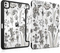 DONGKE for iPad Pro 11-Inch Case (M5 2025 / M4 2024) 6th/5th Generation [Auto Sleep/Wake &amp Pencil Pro Holder] Clear Acrylic Back Smart Trifold Stand Cover Black Florals