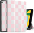 Tuiklol Case for iPad 10.2 Inch 2021 2020 2018 Release 9th / 8th / 7th Generation Built-in Pencil Holder TPU Protective Stand Back Cover Trifold Stand-Auto Wake/Sleep Lattice Pink
