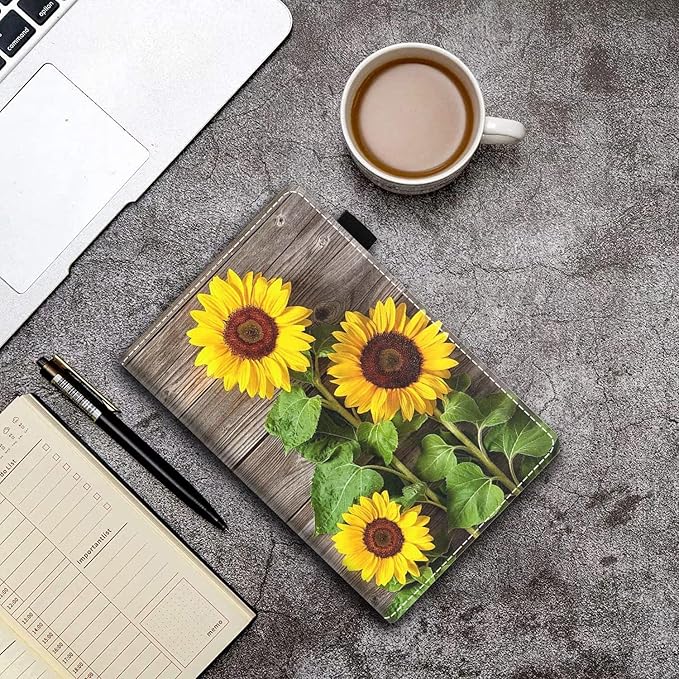 Case for Amazon Kindle Fire HD 10 &amp 10 Plus Tablet 10.1 (13th/11th Generation 2023/2021 Release) - PU Leather Folio Case with Smart Auto Wake/Sleep Sunflower
