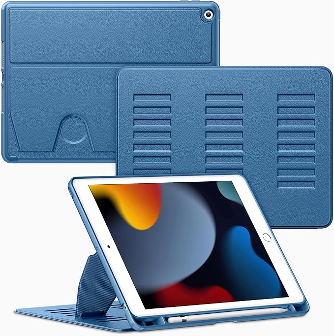 VIKESI Case for iPad 9th / 8th / 7th Generation 10.2 inch (2021/2020/2019 Released)Multiple Angles Magnetic Stand CoverShockproof BackPencil Holderand Auto Sleep/WakeNavy Blue